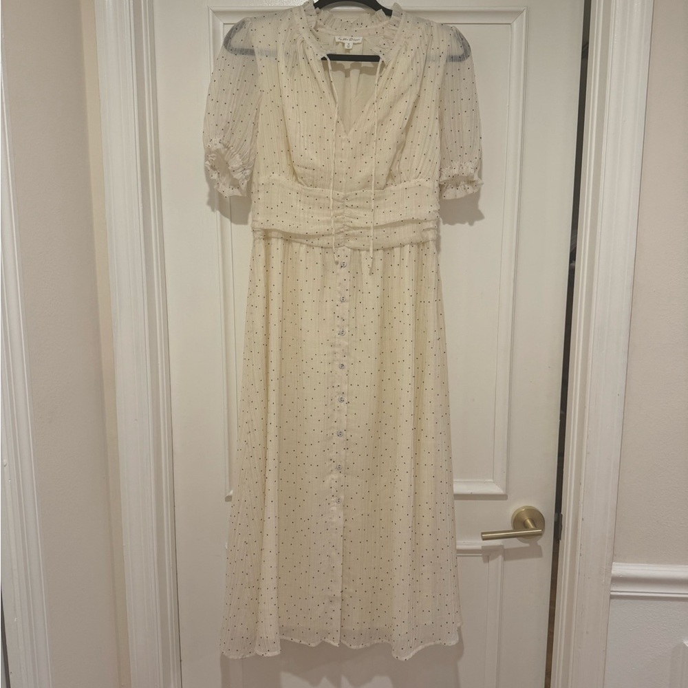 Elegant Cream Polka Dot Dress